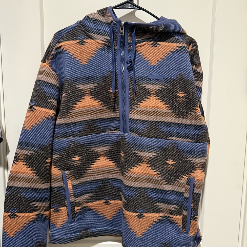 Cinch Blue and Tan Patterned Hoodie